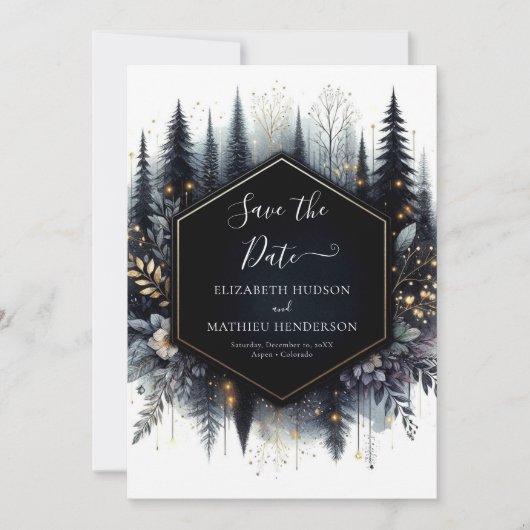 Classic Digital Enchanted Forest Wedding Save The Date (Vorderseite)