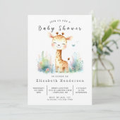 Classic Digital Giraffe Baby Dusche Einladung (Stehend Vorderseite)