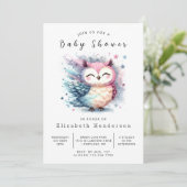 Classic Digital Owl Baby Dusche Einladung (Stehend Vorderseite)