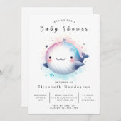 Classic Digital Whale Baby Dusche Einladung (Vorne/Hinten)