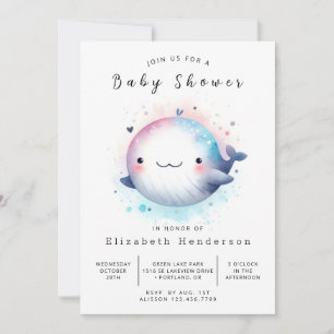 Classic Digital Whale Baby Dusche Einladung