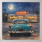Classic Diner - Pastel Impressionism Paint Style Poster (Vorne)