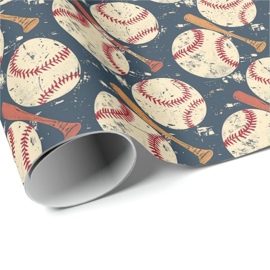 Classic Distressed Baseball Geschenkpapier (Rolleneckpunkt)