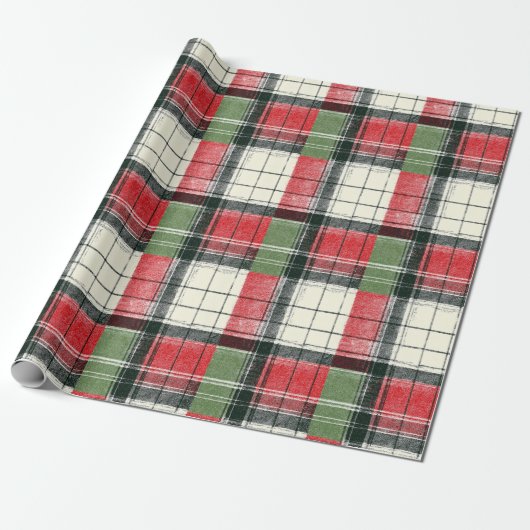 Classic distressed green and red plaid geschenkpapier (Ungerollt)