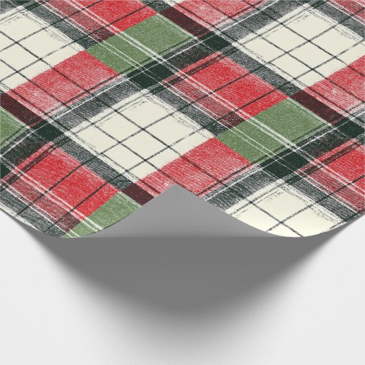 Classic distressed green and red plaid geschenkpapier (Ecke)