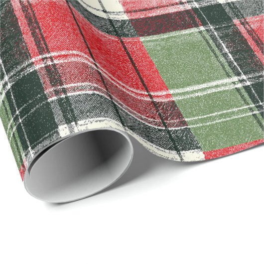 Classic distressed green and red plaid geschenkpapier (Rolleneckpunkt)