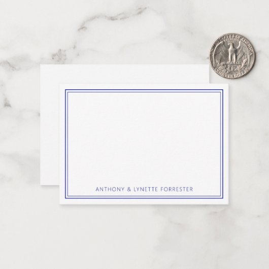 Classic Double Border Admiral Blue Mitteilungskarte (Vorderseite/Rückseite Beispiel)