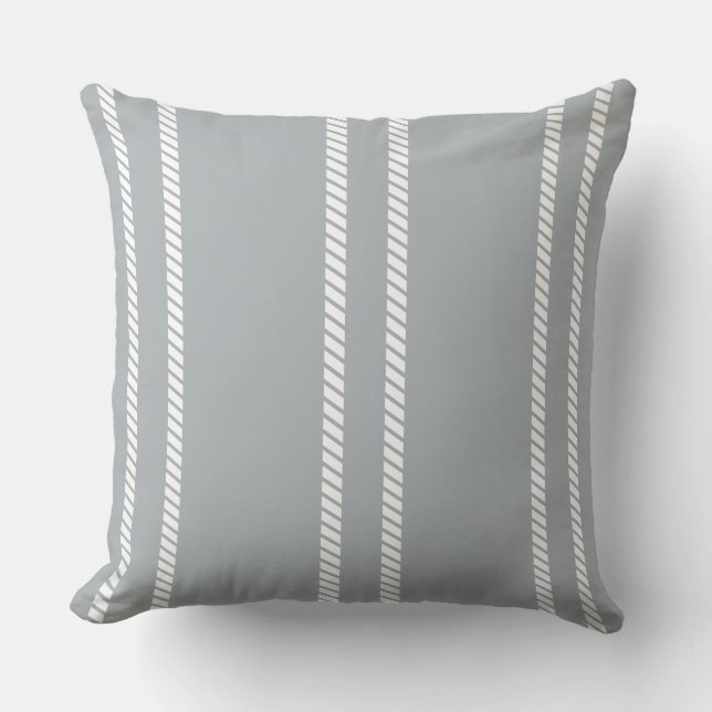 Classic Dove Grey with Stripes Throw Pillow Kissen (Vorderseite)