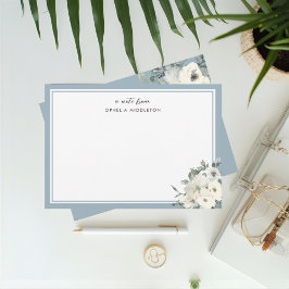 Classic Dusty Blue Border Floral  Mitteilungskarte