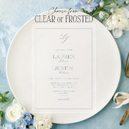 Classic Dusty Blue Calligraphy Monogram Wedding Acryleinladungen