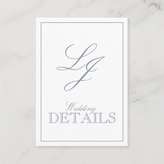 Classic Dusty Blue Calligraphy Monogram Wedding Begleitkarte (Vorderseite)