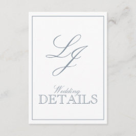Classic Dusty Blue Calligraphy Monogram Wedding Begleitkarte