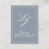 Classic Dusty Blue Calligraphy Monogram Wedding Begleitkarte (Vorderseite)