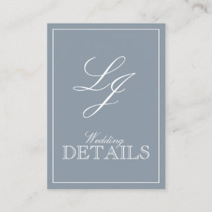 Classic Dusty Blue Calligraphy Monogram Wedding Begleitkarte