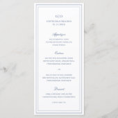 Classic Dusty Blue Elegante Wedding Menükarte (Vorderseite)