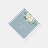 Classic Dusty Blue Floral Wedding Serviette (Ecke)