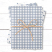 Classic Dusty Blue Gingham Polka Dots Pattern Mix Geschenkpapier Set