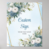 Classic Dusty Blue Greenery Custom Digital Sign Poster (Vorne)