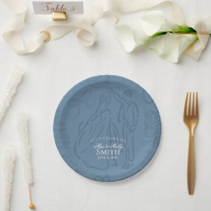 Classic Dusty Blue Hand Drawn Wedding Sketch Art Pappteller