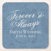 Classic Dusty Blue Hand Drawn Wedding Sketch Art Rechteckiger Pappuntersetzer (Vorderseite)