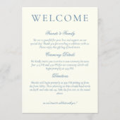 Classic Dusty Blue Minimalist Wedding Welcome Programm (Vorderseite)