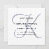 Classic Dusty Blue Monogram Save The Date (Vorderseite)