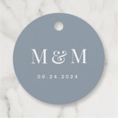 Classic Dusty Blue Monogram Typography Wedding Geschenkanhänger (Rückseite)