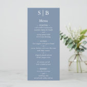Classic Dusty Blue Monogram Wedding Menükarte (Stehend Vorderseite)