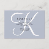 Classic Dusty Blue Monogram Wedding Reception Begleitkarte (Vorderseite)