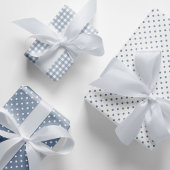 Classic Dusty Blue Polka Dots Gingham Pattern Mix Geschenkpapier Set
