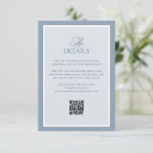 Classic Dusty Blue | QR Code Wedding Guest Details Begleitkarte (Stehend Vorderseite)