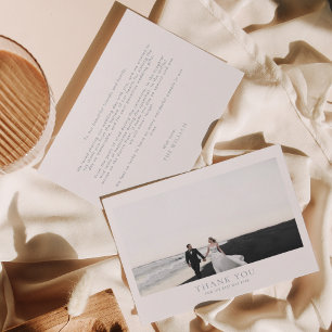 Classic Dusty Blue Romantic Foto Wedding Dankeskarte