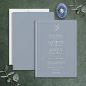 Classic Dusty Blue Script Monogram Wedding Einladung