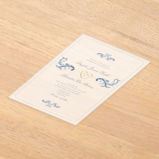 Classic Dusty Blue Wedding Acryleinladungen (Ablage )