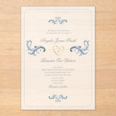 Classic Dusty Blue Wedding Acryleinladungen (Vorderseite)