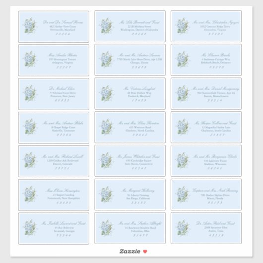 Classic Dusty Blue Wedding Guest Address Labels (Blatt)