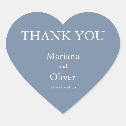 Classic Dusty Blue Wedding Herz-Aufkleber (Vorderseite)
