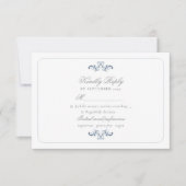 Classic Dusty Blue Wedding RSVP Karte (Vorderseite)