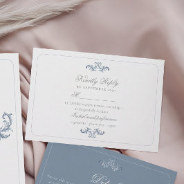 Classic Dusty Blue Wedding RSVP Karte