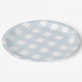 Classic Dusty Blue & White Gingham Karo Pappteller (Schrägansicht)