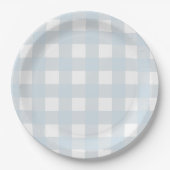 Classic Dusty Blue & White Gingham Karo Pappteller (Vorderseite)
