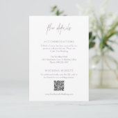Classic Dusty Lilac QR Code Elegant Wedding Begleitkarte (Stehend Vorderseite)