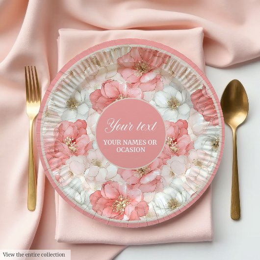 Classic dusty pink and gold 80th birthday plate pappteller