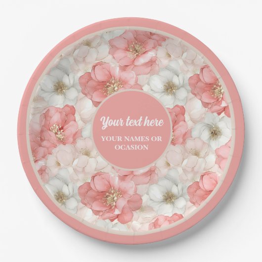 Classic dusty pink and gold 80th birthday plate pappteller (Vorderseite)