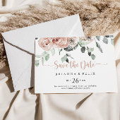 Classic Dusty Pink Floral Horizontal Wedding Save The Date
