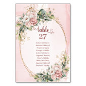 Classic Dusty Pink Flowers Greenery Table Number Tischnummer (Rückseite)