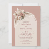 Classic Dusty Pink Pampas Floral Wedding Einladung (Vorderseite)