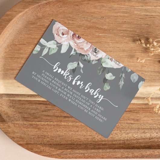 Classic Dusty Pink Rose Baby Shower Buy Request Begleitkarte