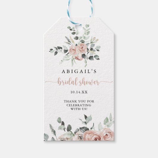 Classic Dusty Pink Rose Brautparty Geschenkanhänger (Vorderseite)