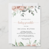 Classic Dusty Pink Rose Floral Baby Sprinkle Einladung (Vorderseite)